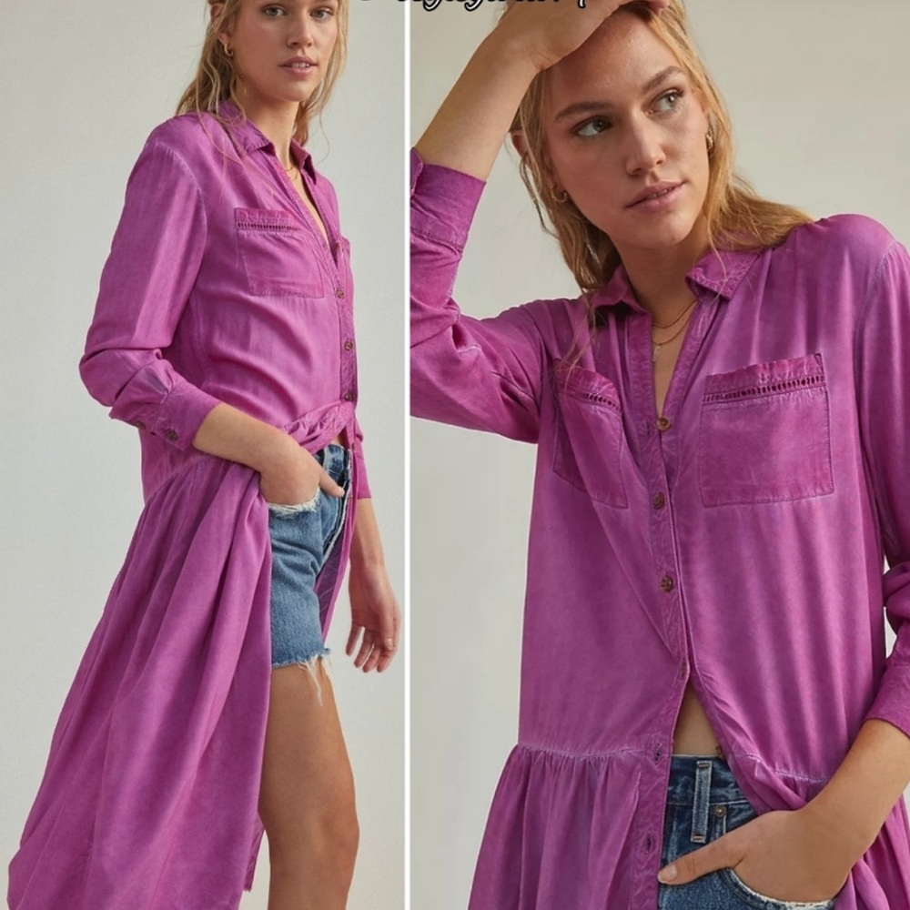 Pilcro Magenta Button-Front Maxi Dress - Picture 3 of 17